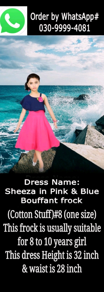 Sheeza in Pink & Blue Bouffant frock ( Cotton Stuff )#8 ( one size)