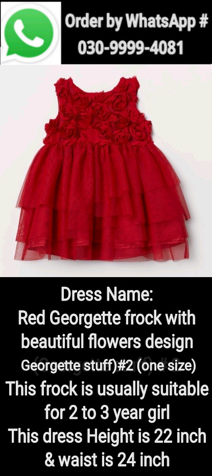 Red Georgette frock with beautiful flowers design (Georgette stuff)#2 (one size)