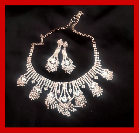 Imitation Jewellery no 03 silver antique style necklace with ear rings