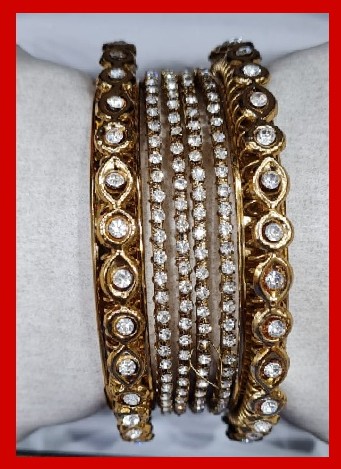 Imitation Jewellery no: 58 Copper color bangles with white zarkoon
