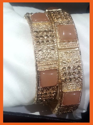 Imitation Jewellery no 62 golden net design karay with tea pink zarkoon karay