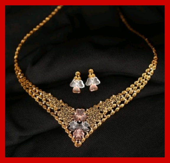 Imitation Jewellery no 43 golden net design necklace with earrings