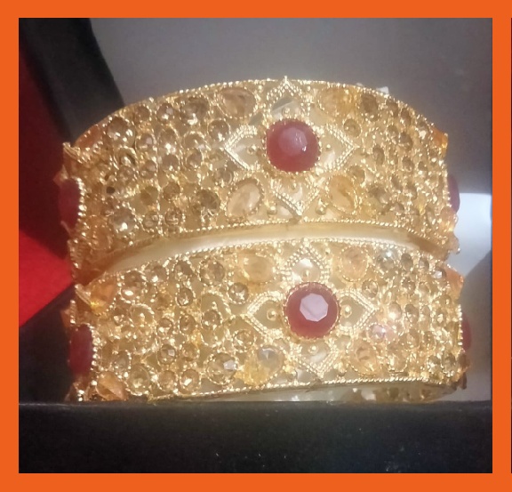 Imitation Jewellery no 65 golden net design with red zarkoon karay