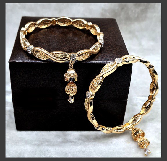 Imitation Jewellery no 68 golden net design & white zarkoon bangles